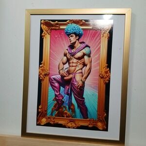 Framed Deviant Art  Gay Man Male Nude Pop Art / Art Deco 8x12 In Matted 11x14